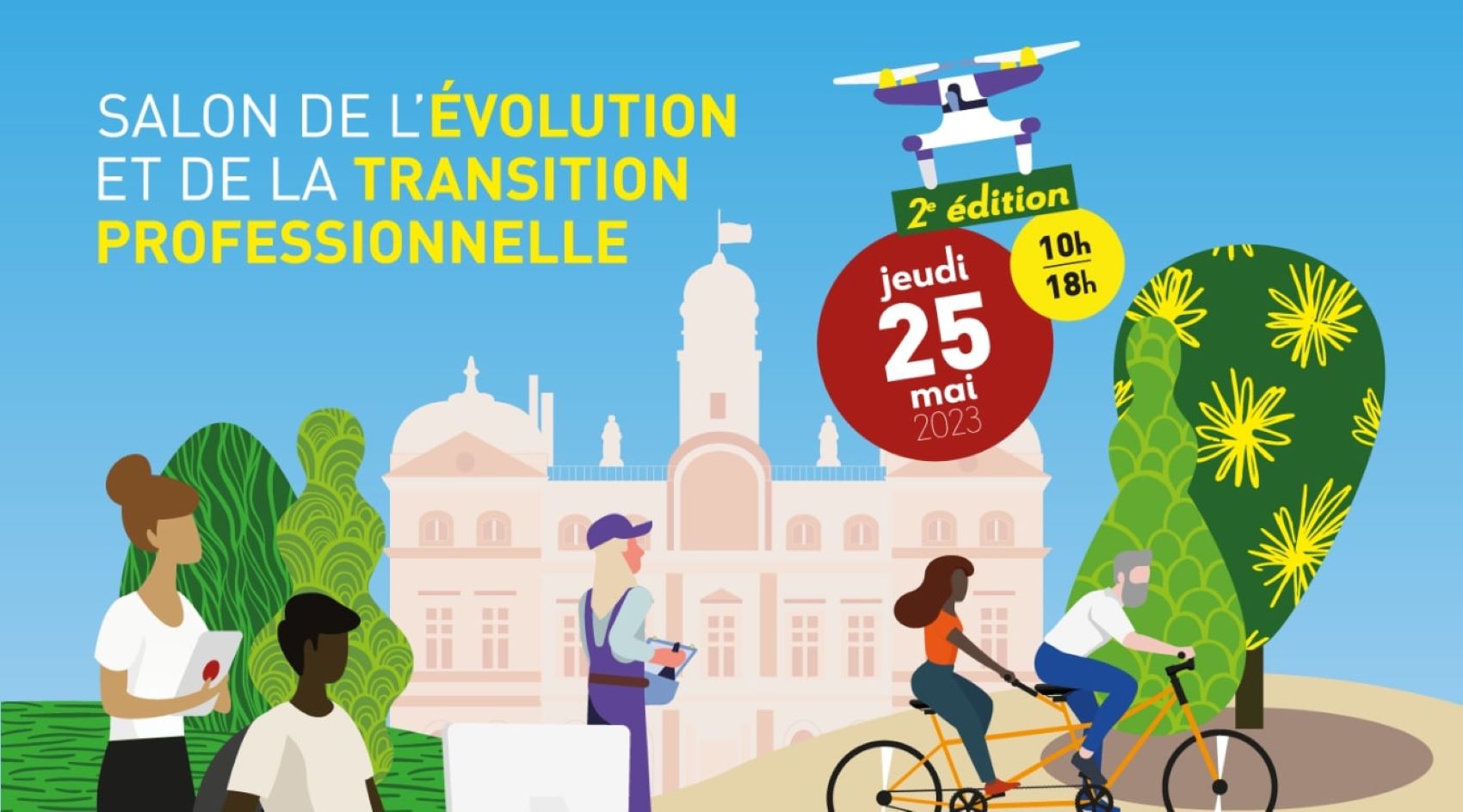 Visuel du salon de l’Évolution et de la Transition Professionnelle à Lyon, 25 mai 2023